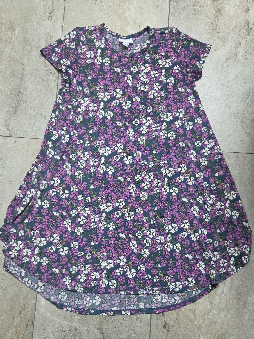 - LuLaRoe Purple Floral Short-Sleeve A-Line Dress